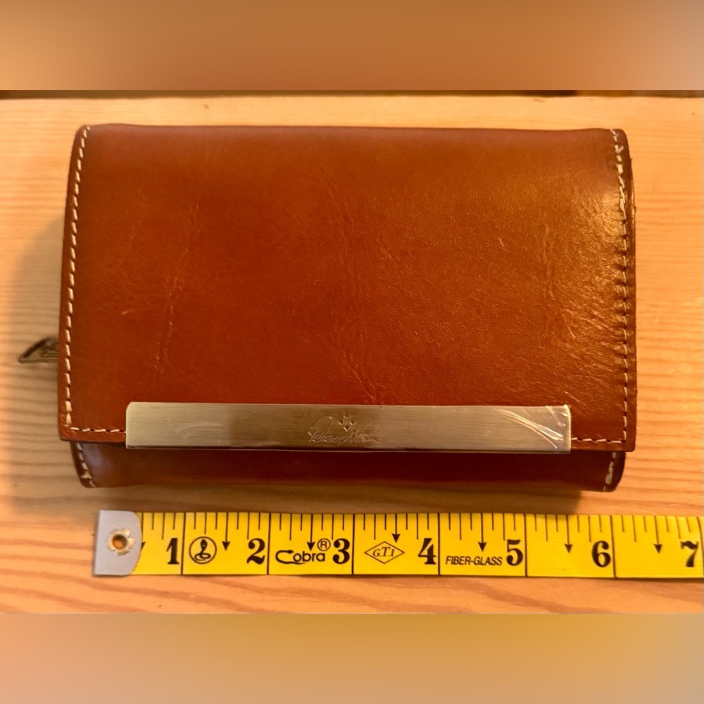 Patricia Nash RFID Leather Wallet Tan Flap Envelope Organizer